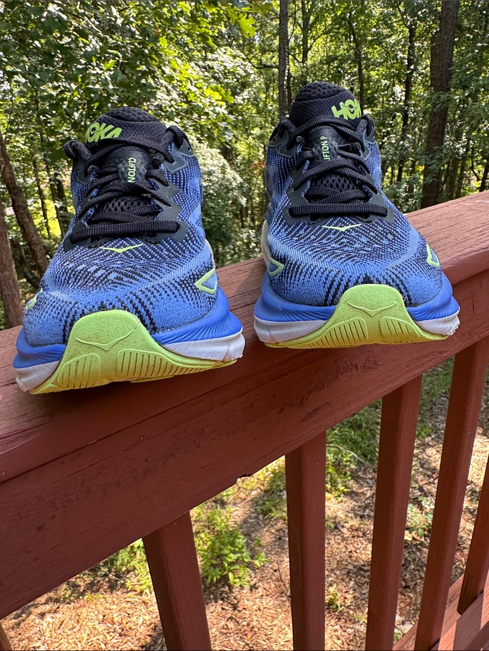 9 HOKA One Clifton 9 Women’s Running Shoes Blue Lime Size 9B - Picture 5 of 15